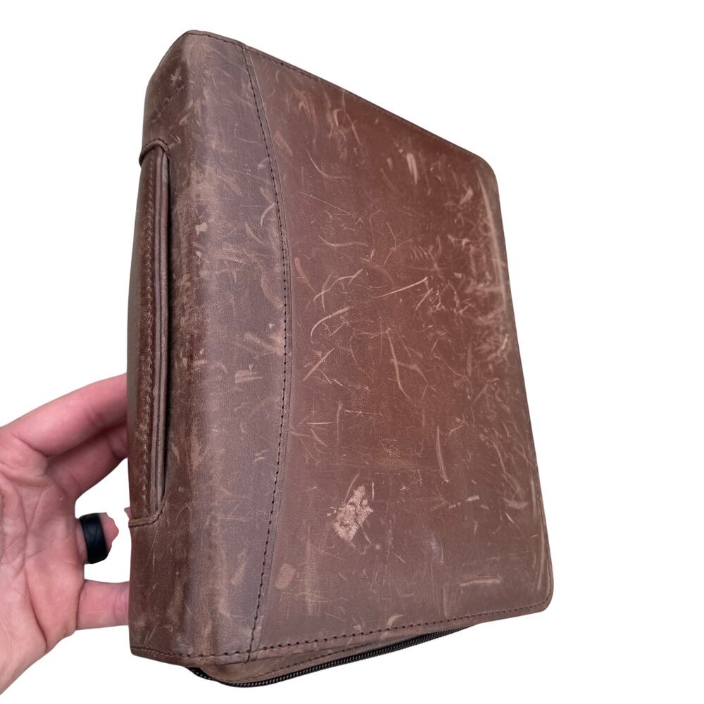 Vintage Franklin Covey Brown Leather 7-ring Planner Binder Organizer Small USA